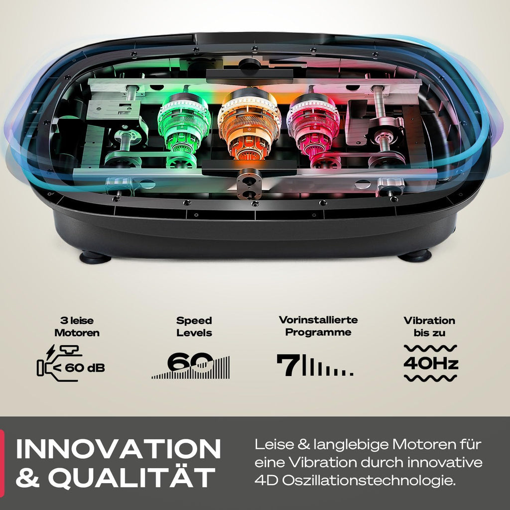 Sportstech 4D Vibrationsplatte: Smart LED, Bluetooth, Fitness & Yoga