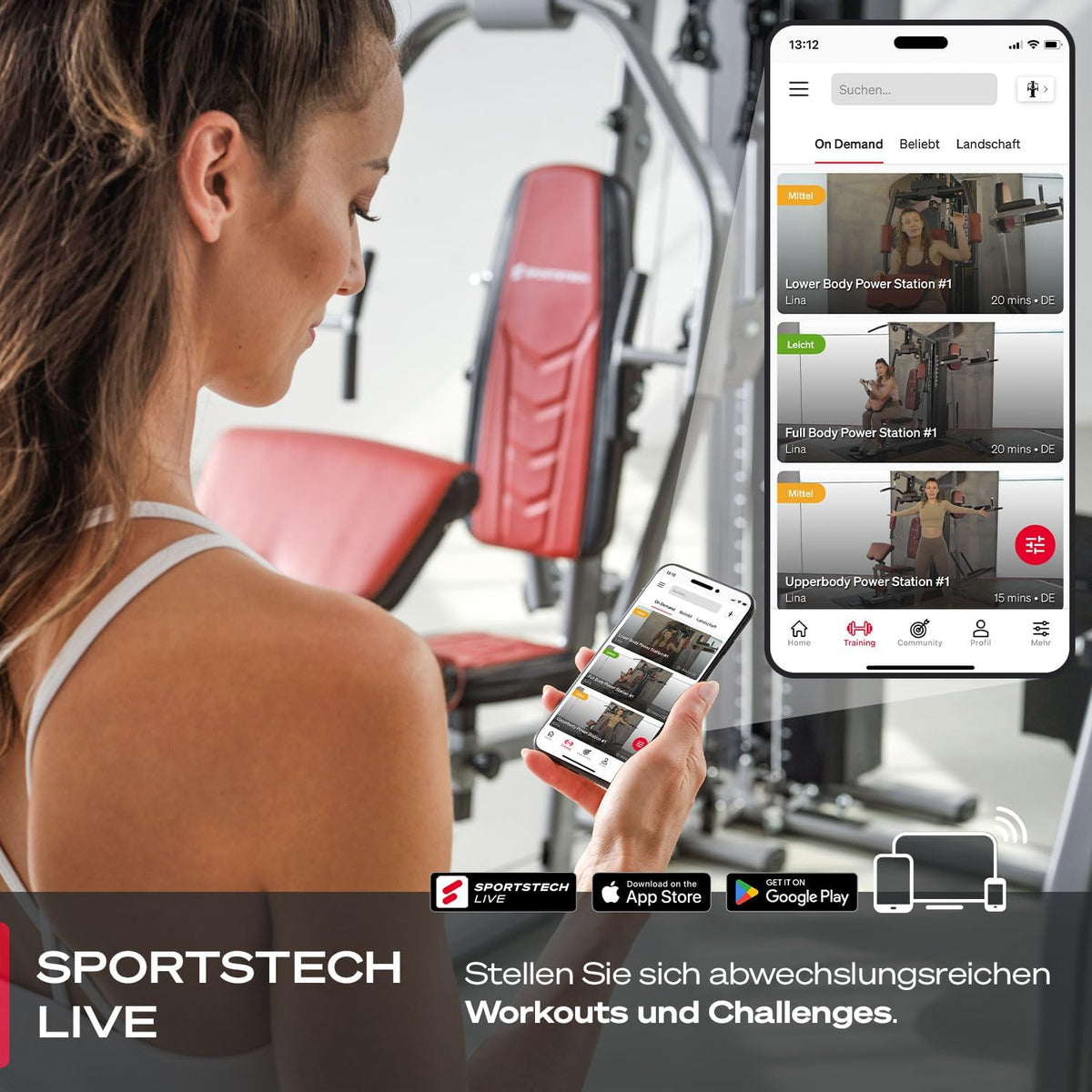 Sportstech HGX300: Multifunktions-Kraftstation mit Beinpresse, Stepper & Powertower
