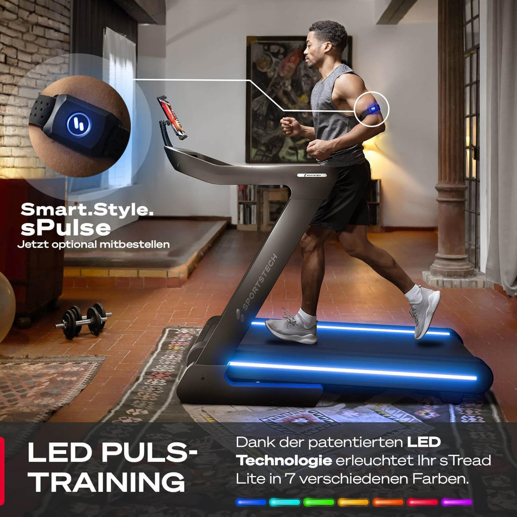 Sportstech sTread Pro/Lite: Klappbares Laufband, 20 km/h, 17 % Steigung