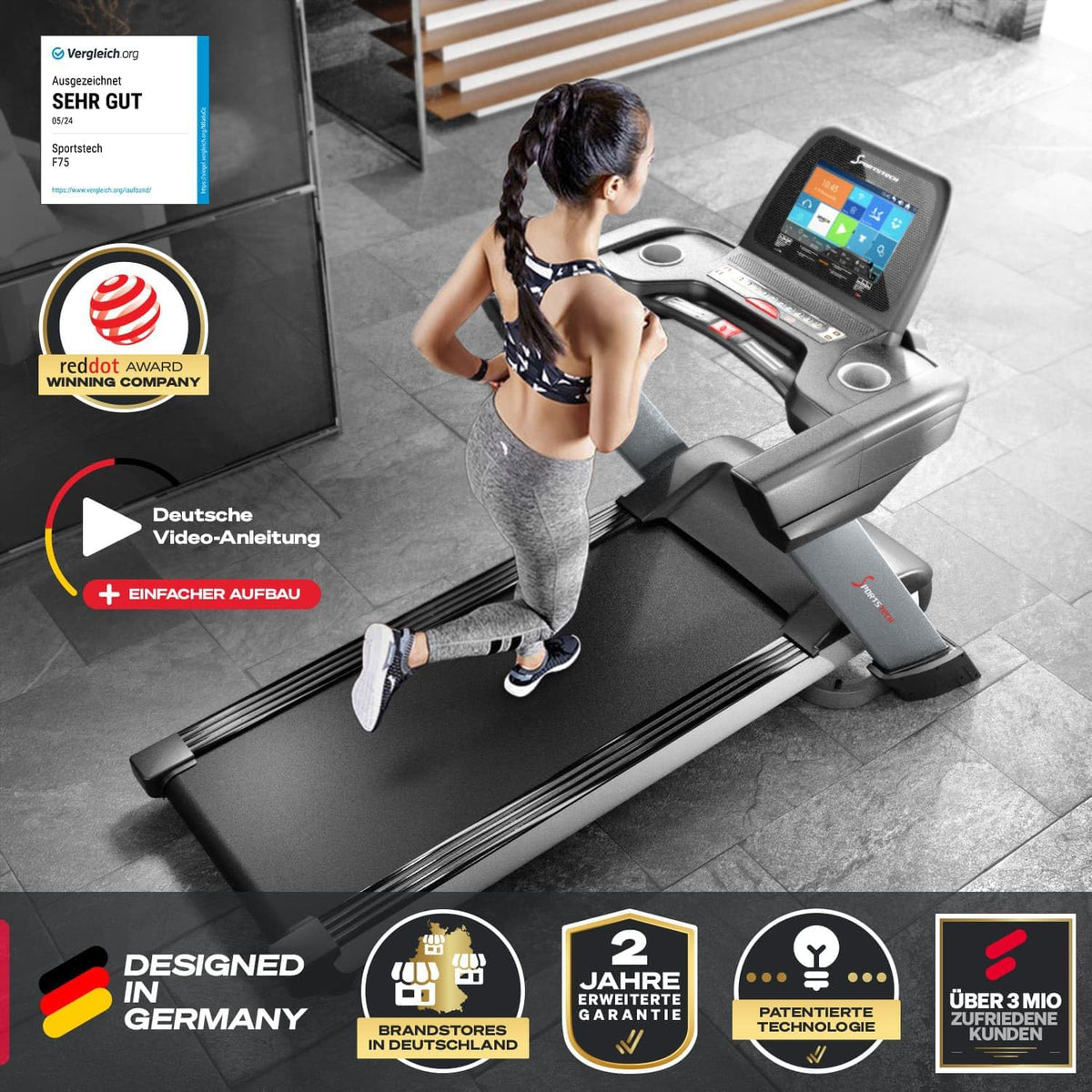 Sportstech F75: Profi-Laufband, klappbar, 7 PS, Android, Made in Germany