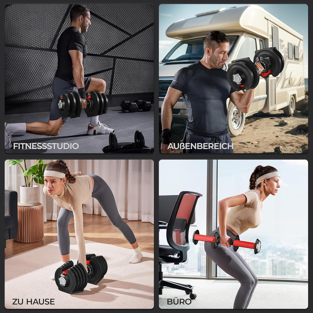 Yaheetech Verstellbare Hantel: 12/16‑in‑1 Schnellverstellung fürs Home‑Gym